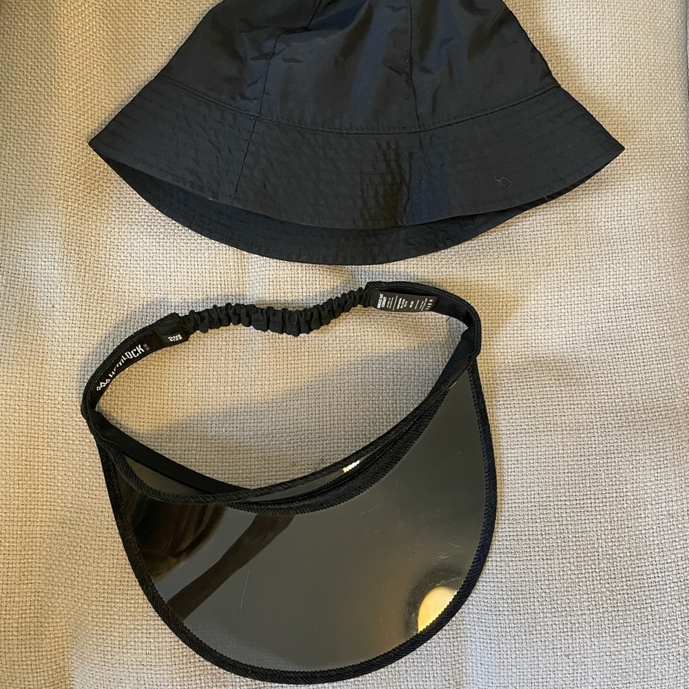 LOT Two Hats: Hemlock Visor and Wild Fable Bucket Hat Black